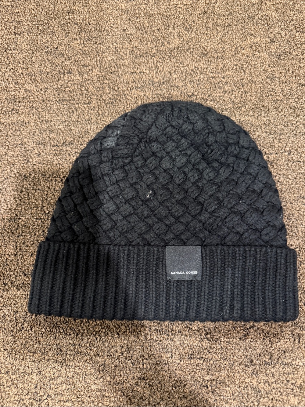Canada Goose Black Woven Knit Cuffed Beanie